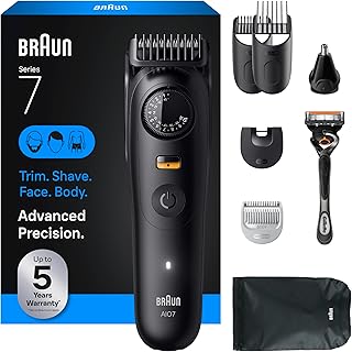 Braun Series 7 All-in-One Beard & Body Grooming Kit for Men, Cordless Trimmer, Hair Clippers & Shaver for Face, Hair & Body with Gillette ProGlide Razor, AIO 7530