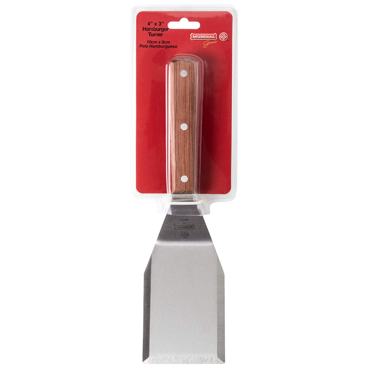 Hamburger Turner 4" x 3" by Mundial – 4 inches by 3 inches, Alloy Steel, Wood, Model 4686M