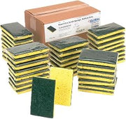 Global Industrial Resort Cut Scrub Sponge, Yellow/Green, 2.75" x 4", Case of 40 Sponges