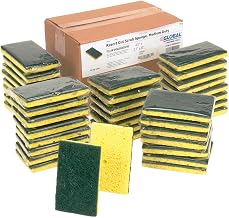 Global Industrial Resort Cut Scrub Sponge, Yellow/Green, 2.75" x 4", Case of 40 Sponges