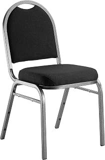 National Public Seating Dome-Back Stacking Chairs, Fabric, Ebony Black/Silvervein