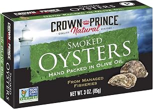 Crown Prince Natural Smoked Oysters in Olive Oil, 3-Oz, 18 Pack