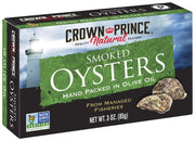 Natural Smoked Oysters in Olive Oil by Crown Prince – 3 Ounce (Pack of 18), Green, Pack of 18, Model 00604357