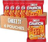 Cheez-It Crunch Cheesy Baked Snacks, Lunch Snacks, Kick'n Nacho Cheese (6 Pouches)