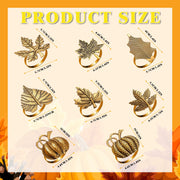 Willbond Thanksgiving Napkin Rings, 12 Piece Set, Golden