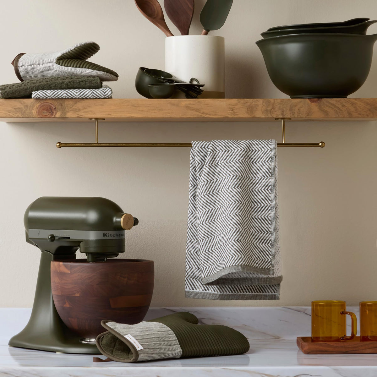 KitchenAid Evergreen Textured Towels, Oversized 18x28 Inch, Deep Forest Green 3-Pack