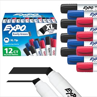 EXPO Dry Erase Markers, Low Odor Ink, Assorted, XL Tip, 12 Count
