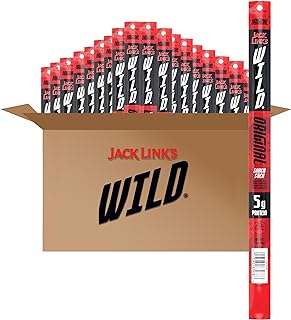Jack Link's WILD Original Meat Sticks - Ready to Eat Protein Snacks - 5g of Protein per Serving - (20 Pack) 1 oz Meat Snacks