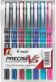 PILOT Precise V5 Capped Rollerball Pens, Assorted Colors, Pack of 7