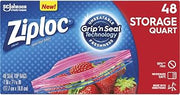 Ziploc Brand Seal Top Quart Storage Bags, 48 Bags