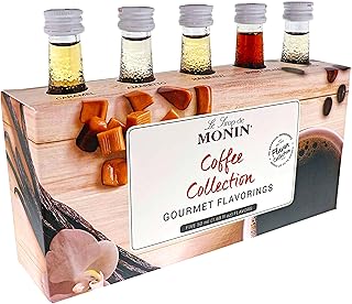 Monin Coffee Syrup Variety Pack for Drinks- 50 ml / 1.69 fl oz Each, 5 Pack