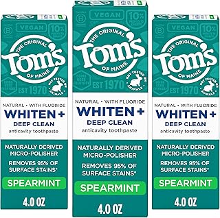 Tom's of Maine Whiten Plus Deep Clean Whitening Toothpaste, Mint, 3Pk, 4 oz
