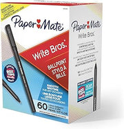 Paper Mate Ballpoint Pens, Write Bros. Black Ink Pens, Medium Point (1.0mm), 60 Count - Bulk Office Supplies