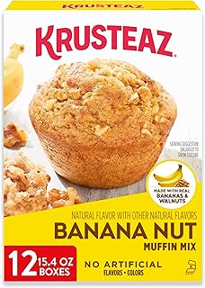 Krusteaz Banana Nut Muffin Mix, Made With Real Bananas and Walnuts, 15.4 oz Box (Pack of 12)