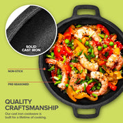 3-in-1 Dutch Oven & Skillet Combo by Modern Innovations – 5 quarts, Cast Iron, Black, Pack of 2, Model 1436