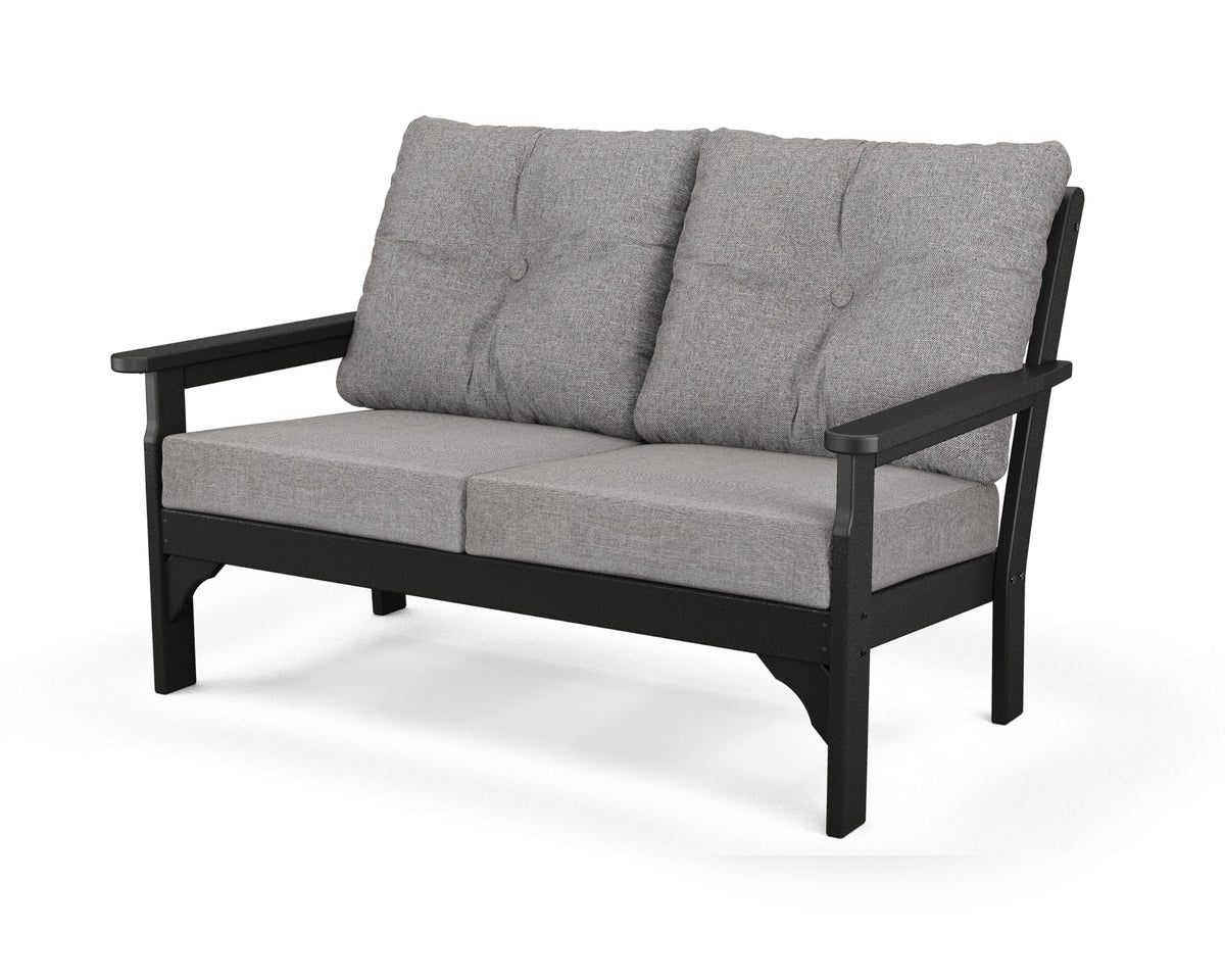 Vineyard Deep Seating Settee (Black/Grey Mist) by Polywood – Black / Grey Mist, Model GN46BL-145980