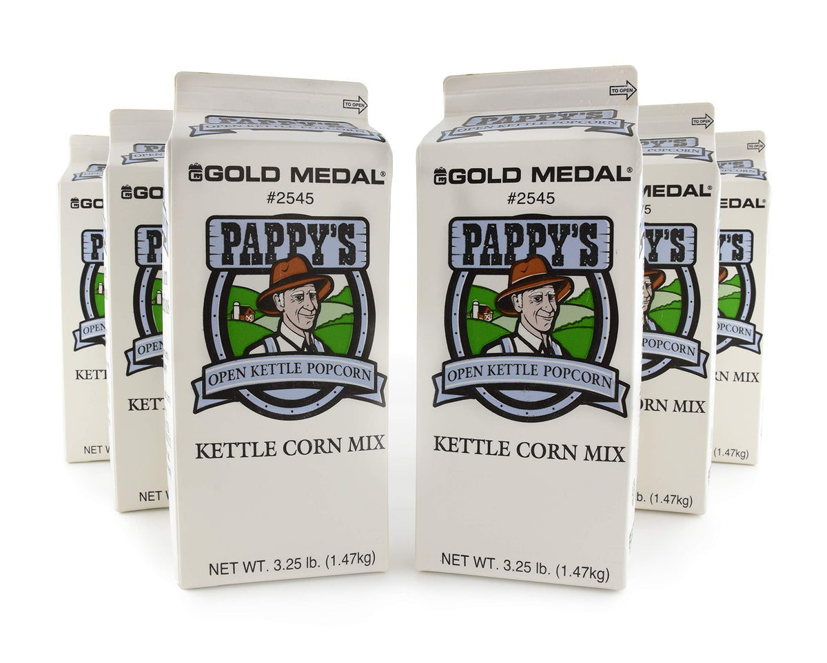 Pappy's Kettle Corn Popcorn Mix by Gold Medal – 1 Count (Pack of 6), Pack of 6