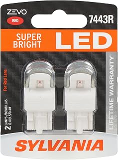 SYLVANIA 7443 T20 ZEVO LED Red Bulb, Stop & Tail Light, 2 Bulbs
