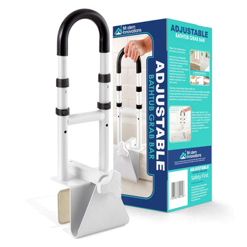 Adjustable Bathtub Grab Bar by Modern Innovations – Bathtub Grab Bar, Stainless Steel, White, Model 1420