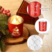 Mumufy Nativity Votive Candle Holders, Set of 6 with 10 Candles, Red Glass