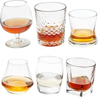 Libbey Craft Spirits Assorted Whiskey Glasses Set of 6, Versatile Glass Cups Set for Artisanal Libations, Rocks Glasses for Whiskey, Bourbon, Rye