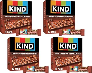 KIND Nut Bars, Dark Chocolate Mocha Almond, Gluten Free, Low Sugar, 5g Protein, 6 Count (Pack of 4)