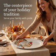 Mud Pie Turkey Platter, Ceramic, Beige 14 x 20.5 Inches