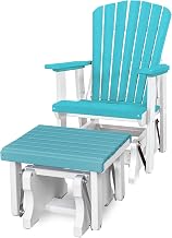 American Furniture Classics Model 515-601ARW Fan Back Glider and Ottoman Glider in Aruba Blue with a White Base, Made in The USA