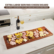 Tidita Acacia Wood Charcuterie Board, 36 Inch with Handles, Natural