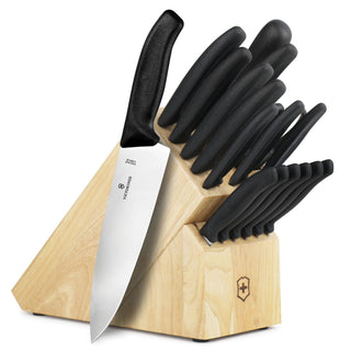 Swiss Classic 18-piece Knife Block Set by Victorinox – Stainless Steel,Steel, Stainless Steel with Black Fibrox Pro Handles, Pack of 18