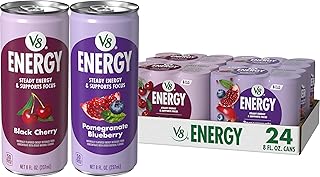 V8 Energy Black Cherry and Pomegranate Blueberry Energy Drinks, 8 fl oz Can (24 Pack)