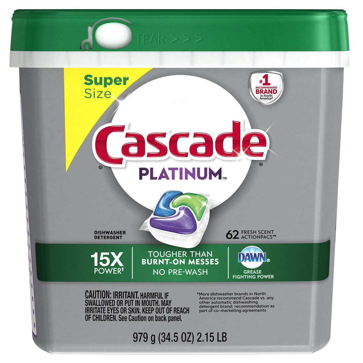 Platinum ActionPacs Dishwasher Detergent by Cascade – 34.5 Ounce (Pack of 1)