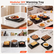 Gouka Electric Warming Tray, 4-Panel Buffet Server, Black
