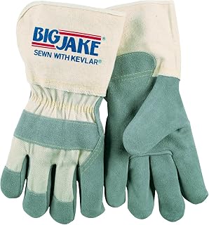 MCR Safety 1730L Cow Leather Sewn Kevlar Launder Able Gloves, Large