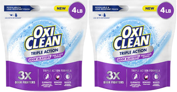 Triple Action Odor and Stain Remover Powder by OxiClean – 64 Ounce (Pack of 2), Pack of 2