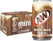A&W Root Beer Soda, 7.5 fl oz cans, 6 pack