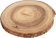 Zassenhaus Natural Bark Acacia Wood Round Serving and Cheese Board, 12.5", Brown