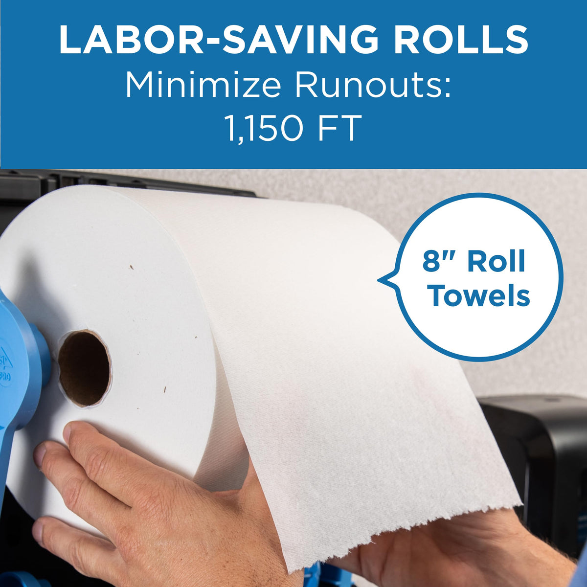 Pacific Blue Ultra, 8” High-Capacity Paper Towel Rolls, White, 1150 Linear Feet Per Roll, 6 Rolls Per Case by Georgia-Pacific – 6 Count (Pack of 1), Paper, White, Model 26490