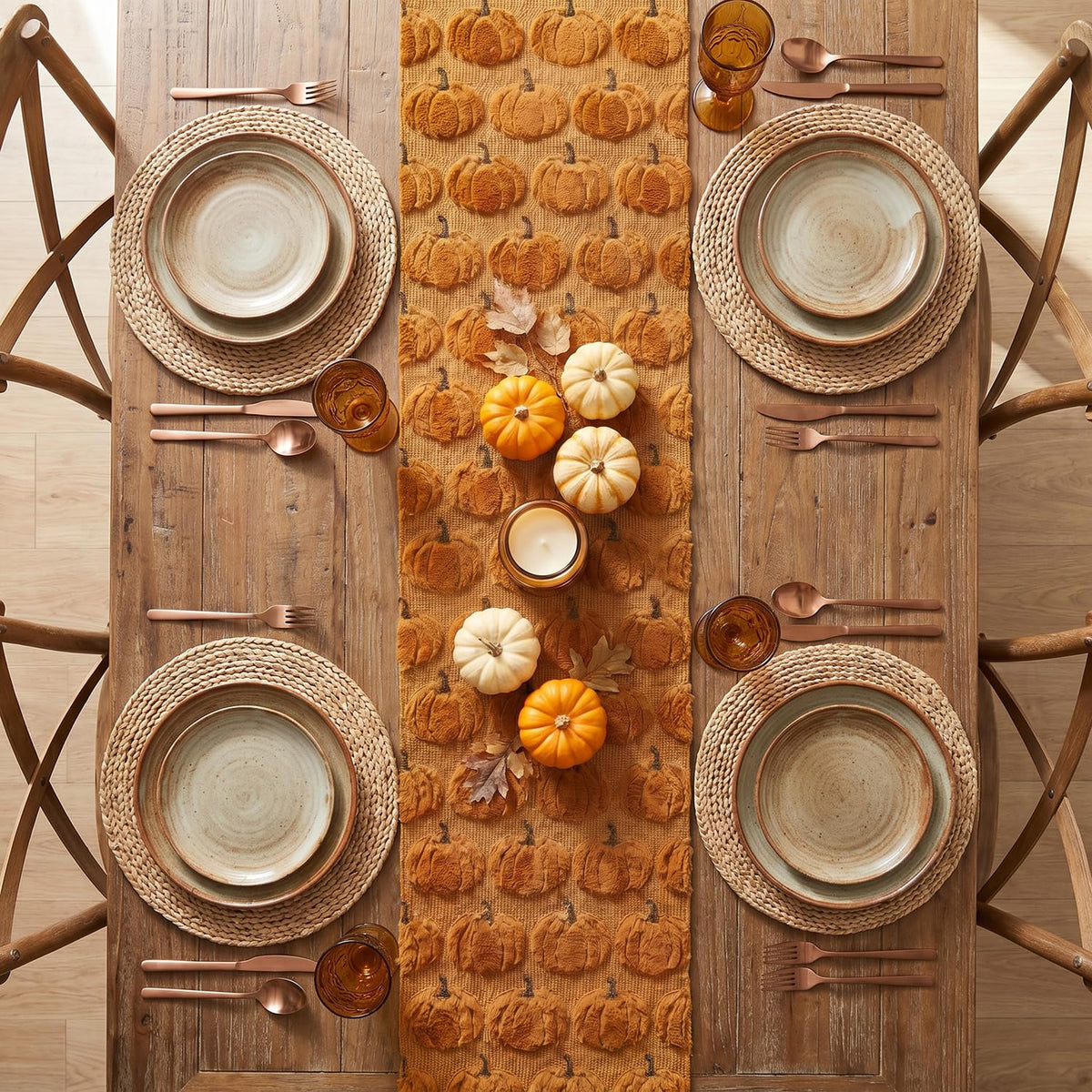 Artoid Mode Faux Fur Table Runner, 13 x 72 Inch, Caramel
