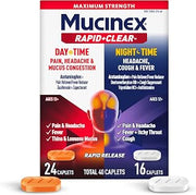 Mucinex Rapid+Clear Headache & Mucus Congestion Day/Night, 40 Caplets