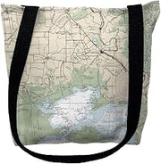 Betsy Drake TY11345NIM 16 x 16 in. Vermilion Bay Louisiana Nautical Map Tote Bag - Medium