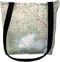 Betsy Drake TY11345NIM 16 x 16 in. Vermilion Bay Louisiana Nautical Map Tote Bag - Medium
