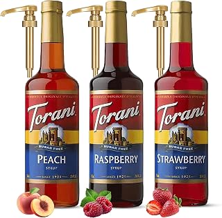 Torani Sugar Free Peach, Strawberry & Raspberry | Fruit Syrup 3-Pack