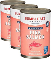 Bumble Bee Pink Salmon, Wild | Premium Quality | 14.75 oz | Pack of 3 | 18g Protein per Serving, Omega-3 Rich, Gluten Free, Keto Friendly