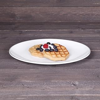 Elite Global Solutions D2213L-W Oval Plate, 13" x 10 1/8" x 1" h., Melamine, White w/Black Trim (Pack of 6)