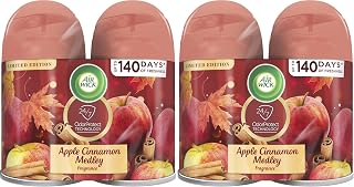 Air Wick Automatic Air Freshener Spray Refill, 2ct, Apple Cinnamon, Odor Neutralization, Essential Oils (Pack of 2)