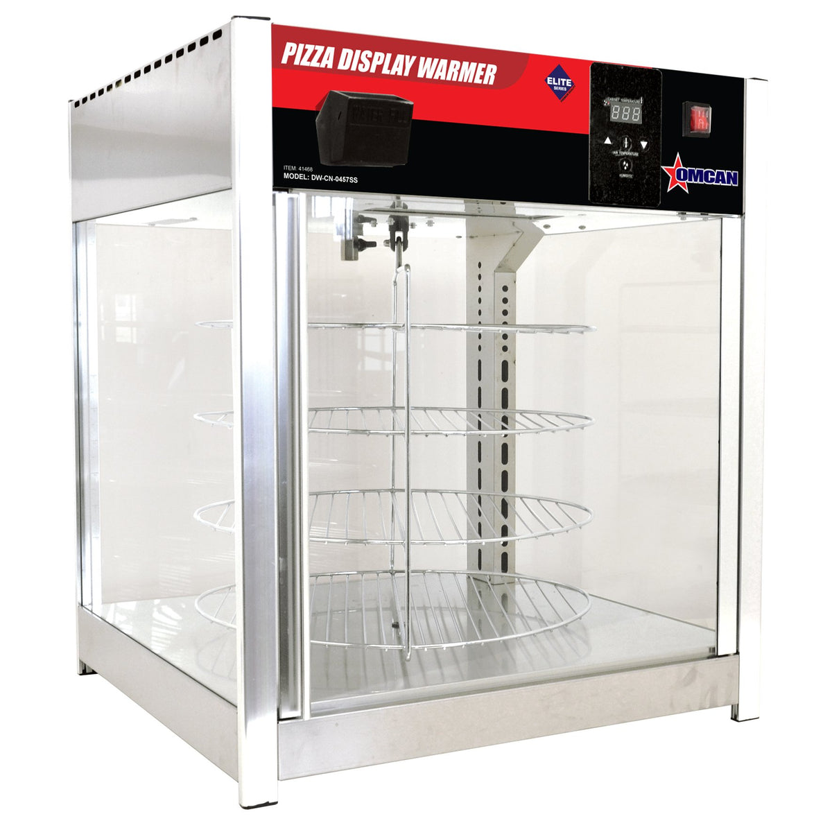 24-INCH PIZZA DISPLAY WARMER WITH 1700 W by Omcan – 24 inches, Tempered Glass, Silver, Model 41468
