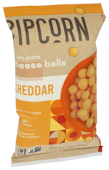 Heirloom Cheddar Cheese Balls by Pipcorn – 1 Ounce (Pack of 24), Natural, Pack of 24
