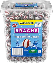 Brach's Sweet Stripes Soft Peppermint Candy, Individually Wrapped, 350 Ct | Melt-away soft peppermint mints, red & white, real peppermint oil, individually wrapped, party, candy dish