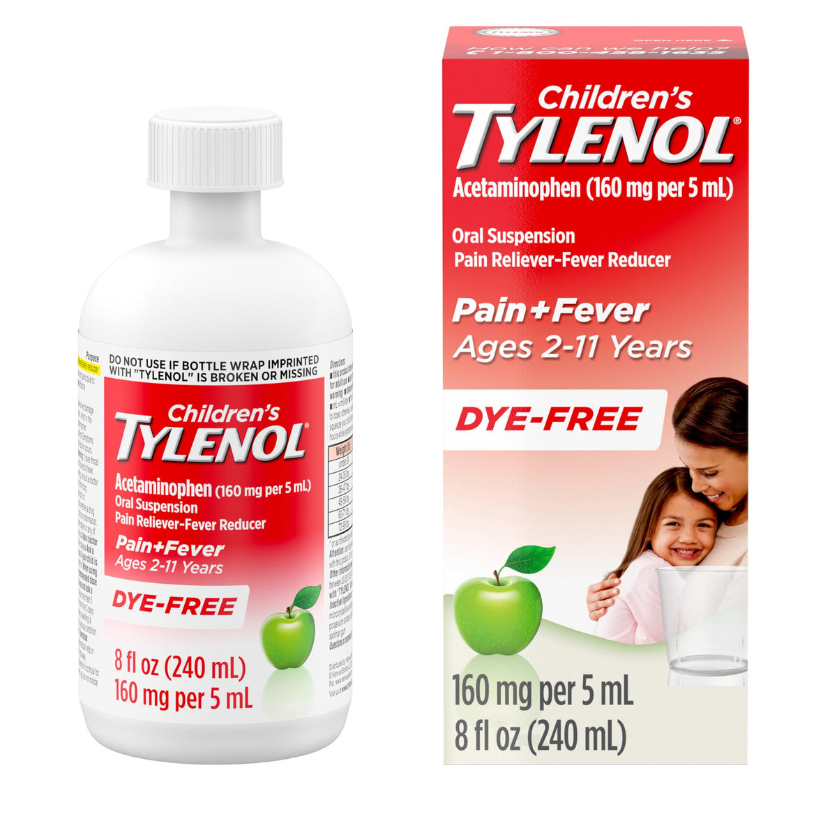 Tylenol Natural Apple Dye Free / 8 Ounce Acetaminophen